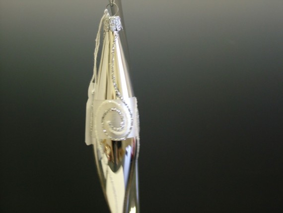 RAKETA, SKLENĚNÁ VÁNOČNÍ OZDOBA, STŘÍBRNÁ, LESK, DEKOR