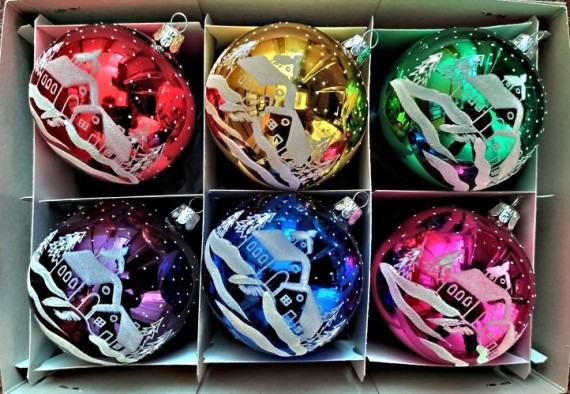 KOULE, SKLENĚNÁ, HLADKÁ,, BARVA ASS, LESK, BÍLÝ DEKOR