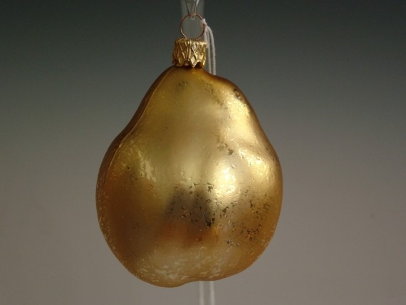 HRUŠKA VELKÁ, FORMA, BARVA ZLATÁ, MAT, DEKOR