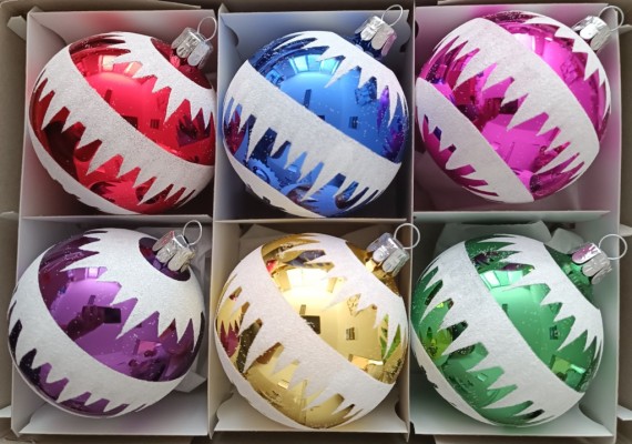 KOULE, SKLENĚNÁ, HLADKÁ, BARVA ASS, LESK, MALOVANÝ BÍLÝ DEKOR