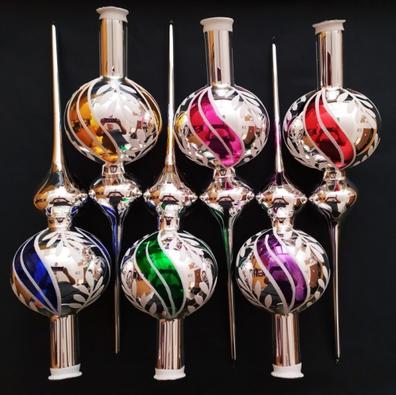 ŠPICE 1-KULOVÁ, stříbrná, hladká, lesk, barva ass, malovaný dekor