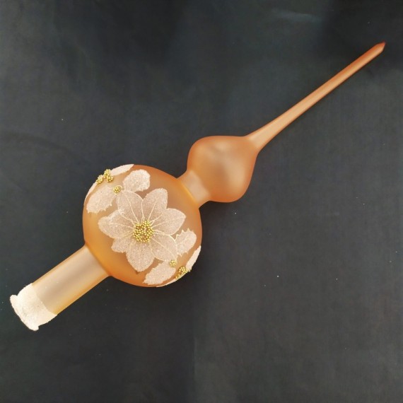 ŠPICE 1-kulová, hladká, průhledný zlatý mat, dekor květu