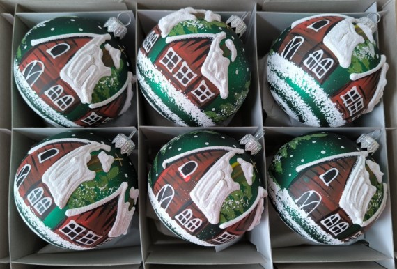 KOULE, skleněná, zelený mat, zimní dekor