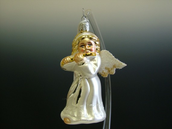 ANDĚL S FLÉTNOU VELKÝ, FORMA, BÍLÝ, MAT, DEKOR