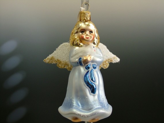 ANDĚL S HOLOUBKEM VELKÝ, FORMA, MODRÝ, MAT, DEKOR