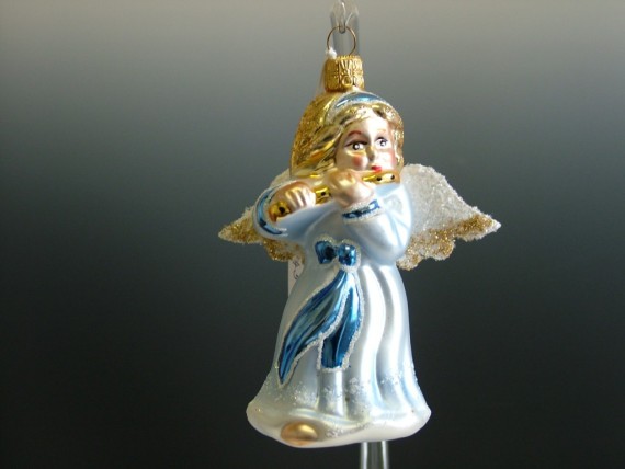 ANDĚL S FLÉTNOU VELKÝ, FORMA, MODRÝ, MAT, DEKOR