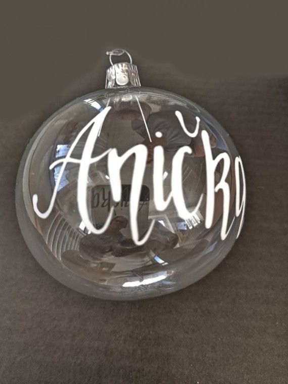 KOULE ČIRÁ, LESK, BÍLÝ PSANÝ TEXT