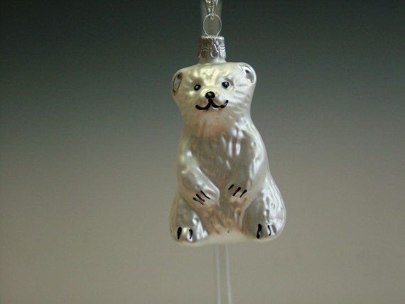 MEDVĚD SEDÍCÍ, FORMA, BÍLÝ, MAT, DEKOR