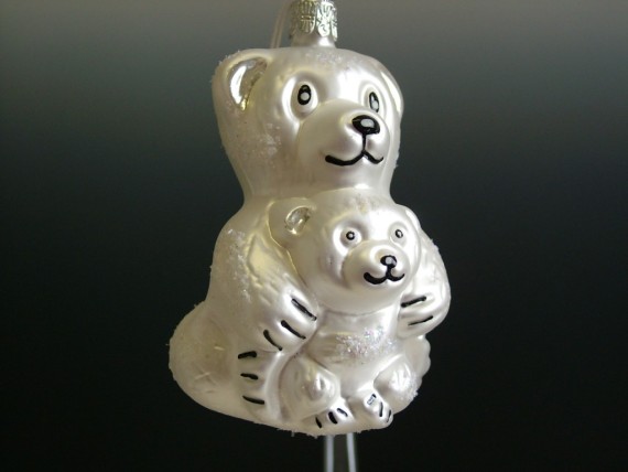 MEDVĚD KOALA S MEDVÍDĚTEM, FORMA, BÍLÁ, MAT, DEKOR