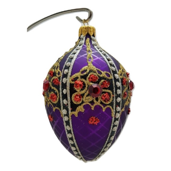 VEJCE VELKÉ, skleněné, forma, tmavě fialové, dekor s krajkou