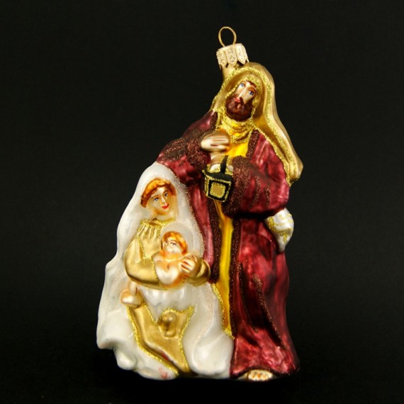 SVATÁ RODINA, skleněná, forma, barevný dekor