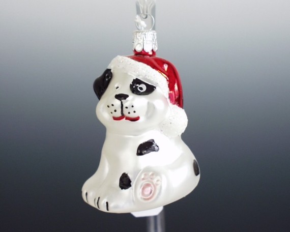 PES S ČEPICÍ, FORMA, BÍLÝ, MAT, DEKOR