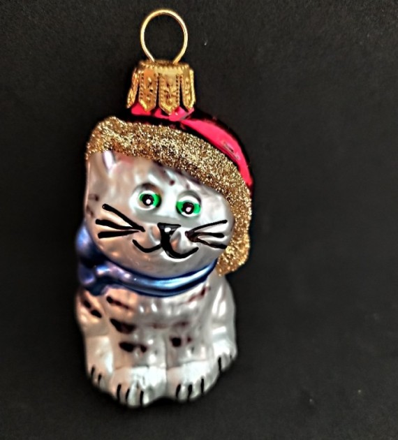 KOČKA S ČEPICÍ, FORMA, MAT, BÍLÁ, DEKOR