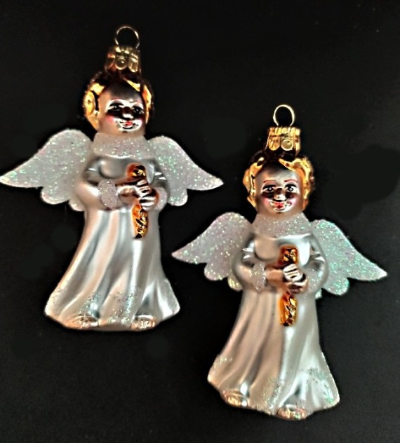 ANDĚL S FLÉTNOU A S KŘÍDLY, BÍLÝ, MAT, DEKOR