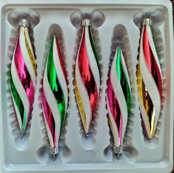 RAKETA, SKLENĚNÁ VÁNOČNÍ OZDOBA, BARVA ASS, RETRO DEKOR