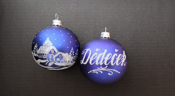 KOULE TM. MODRÁ, MAT, CHALOUPKA, STŘÍBRNÝ POSYP