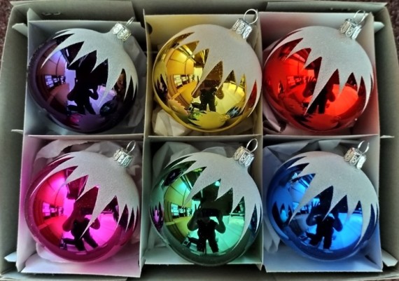 KOULE, SKLENĚNÁ, HLADKÁ, BARVA ASS, LESK, MALOVANÝ BÍLÝ DEKOR