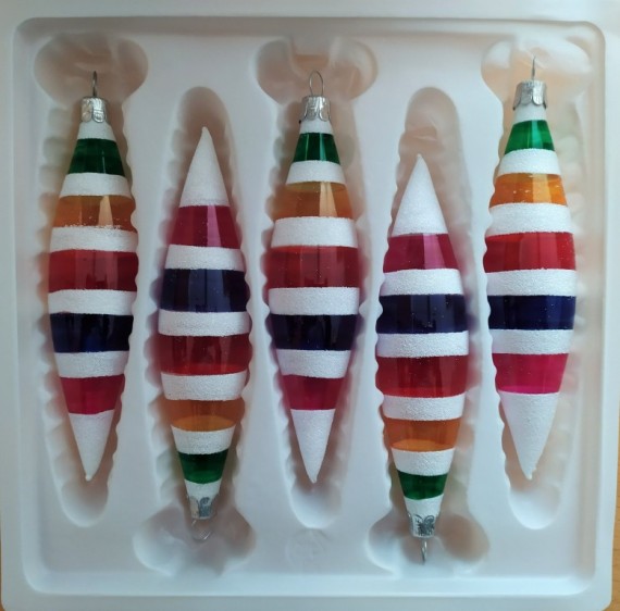 RAKETA, SKLENĚNÁ VÁNOČNÍ OZDOBA, PRŮHLEDNÁ, BARVA ASS, RETRO DEKOR