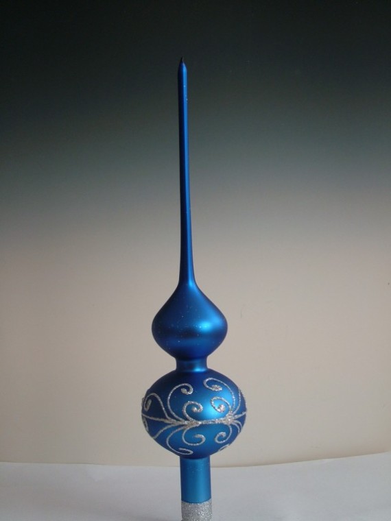 ŠPICE 1-KULOVÁ,HLADKÁ, TMAVĚ MODRÁ, MAT, STŘÍBRNÝ DEKOR