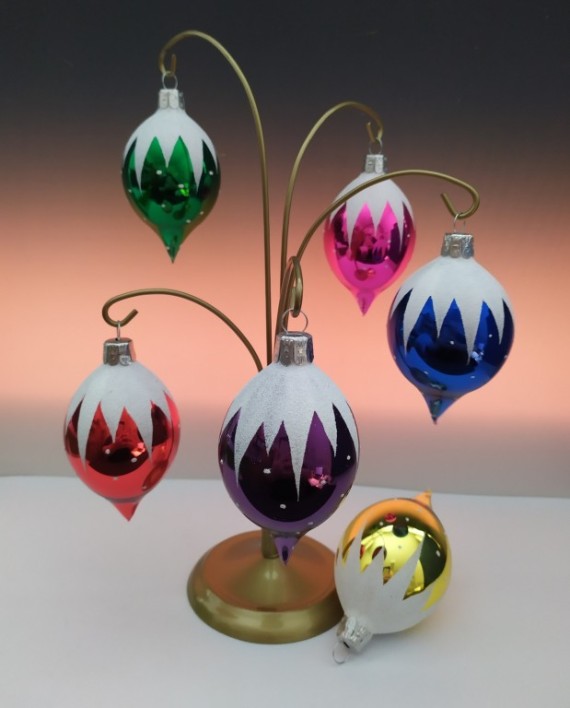 OLIVA, SKLENĚNÁ VÁNOČNÍ OZDOBA, BARVA ASS, RETRO DEKOR