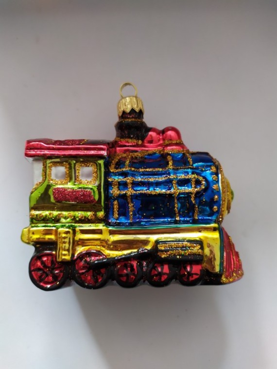 MAŠINKA/LOKOMOTIVA, skleněná, forma, barevný dekor
