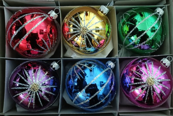 KOULE, skleněná vánoční ozdoba, barevná, lesk, dekor