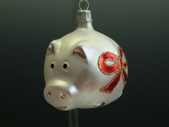 PRASÁTKO S MAŠLÍ A ČTYŘLÍSTKEM, FORMA, BÍLÉ, MAT, DEKOR