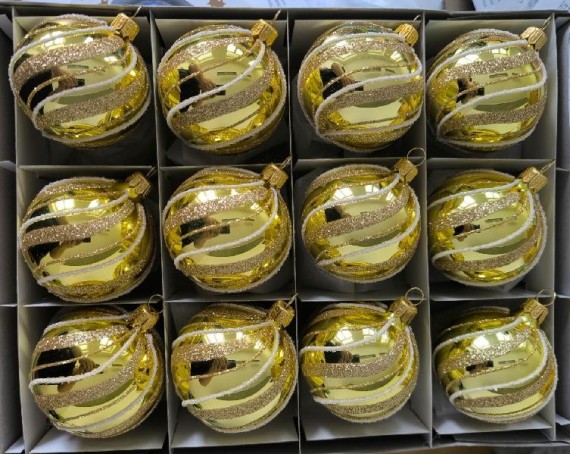 KOULE, skleněná, zlatý lesk, zlatý dekor