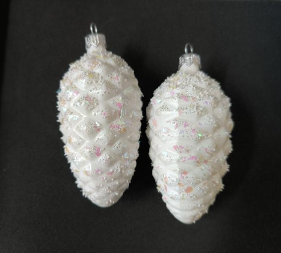 ŠIŠKA VELKÁ BÍLÁ, skleněná, forma, bílý dekor