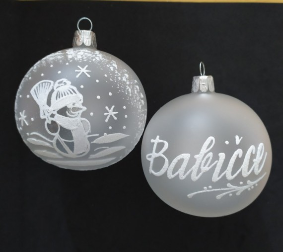 KOULE BÍLÁ PRŮHLEDNÁ, MAT, SNĚHULÁK, BÍLÝ POSYP