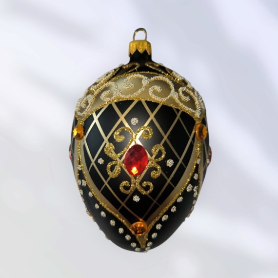 VEJCE VELKÉ, skleněné, forma, černé, bohatě zdobený dekor