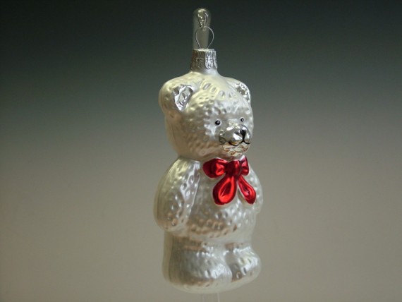 MEDVĚD VELKÝ S ČERVENOU MAŠLÍ, FORMA, BÍLÝ, MAT, DEKOR