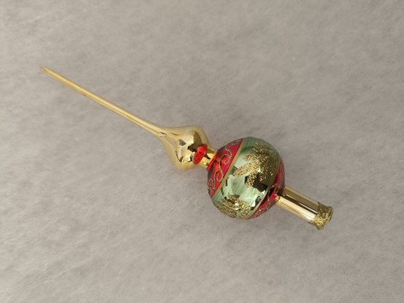 ŠPICE 1-KULOVÁ, skleněná, barevný lesk retro dekor