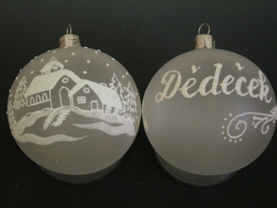 KOULE BÍLÁ PRŮHLEDNÁ, MAT, CHALOUPKA, BÍLÝ POSYP