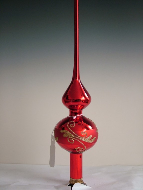 ŠPICE 1-KULOVÁ, červená, lesk, dekor