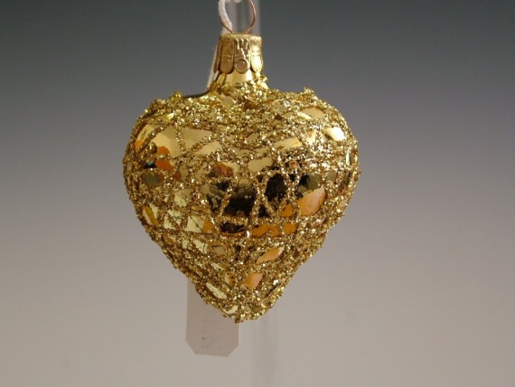 SRDCE, FORMA, HLADKÉ, ZLATÉ, LESK, PLASTICKÝ DEKOR