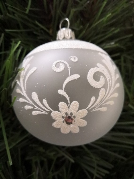 KOULE, HLADKÁ, PRŮHLEDNÁ, BÍLÁ, MAT, BÍLÝ DEKOR, ŠATON