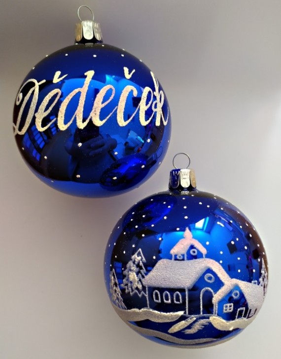 KOULE MODRÁ, LESK, CHALOUPKA, BÍLÝ POSYP