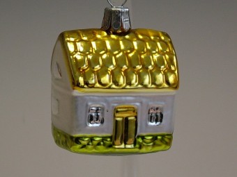 DOMEK MALÝ, FORMA, MAT, BAREVNÝ DEKOR, ZLATÁ STŘECHA