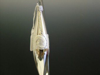 RAKETA, SKLENĚNÁ VÁNOČNÍ OZDOBA, STŘÍBRNÁ, LESK, DEKOR