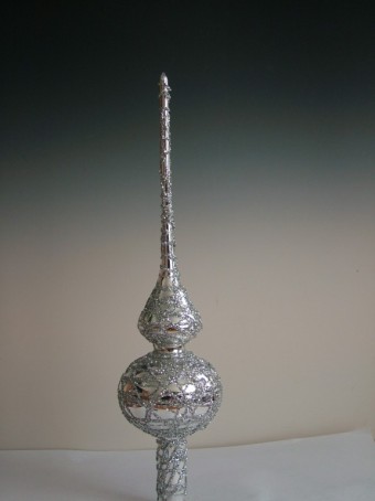 ŠPICE 1-KULOVÁ, stříbrná, lesk, plastický dekor