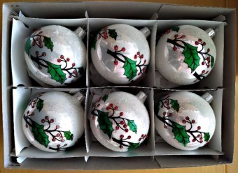 KOULE, SKLENĚNÁ, HLADKÁ, BÍLÁ, PORCELÁN, BAREVNÝ DEKOR