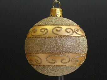 KOULE, SKLENĚNÁ, HLADKÁ, ZLATÝ MAT, PLASTICKÝ DEKOR