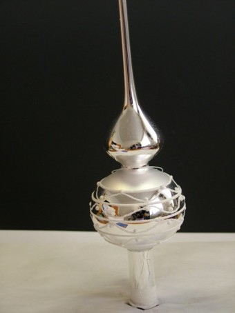 ŠPICE 1-KULOVÁ, stříbrná, lesk, bílý plastický dekor