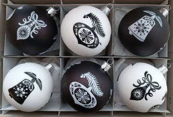 KOULE, sortiment, bílá a černá, dekor