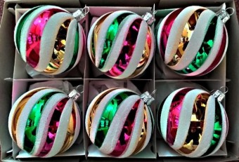 KOULE, skleněná vánoční ozdoba, retro dekor