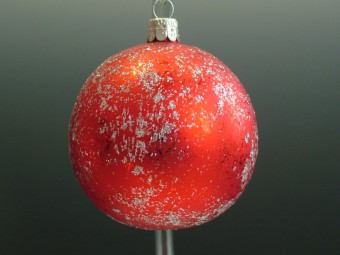 KOULE, SKLENĚNÁ, HLADKÁ, ČERVENÁ, MAT, HUBKOVANÝ DEKOR