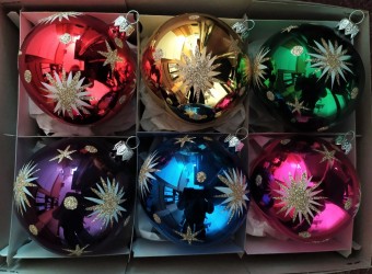 KOULE, SKLENĚNÁ, HLADKÁ, BARVA ASS, LESK, MALOVANÝ ZLATÝ DEKOR