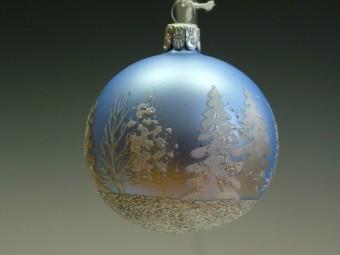 KOULE, SKLENĚNÁ, HLADKÁ, SVĚTLE MODRÁ, MAT, DEKOR