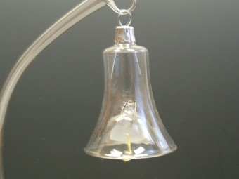 ZVONEK, SKLENĚNÁ OZDOBA, ČIRÝ, BEZ DEKORU